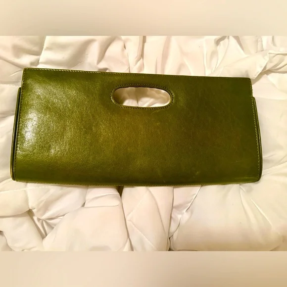 Large Olive Green Leather Bag - Picture 1 of 4